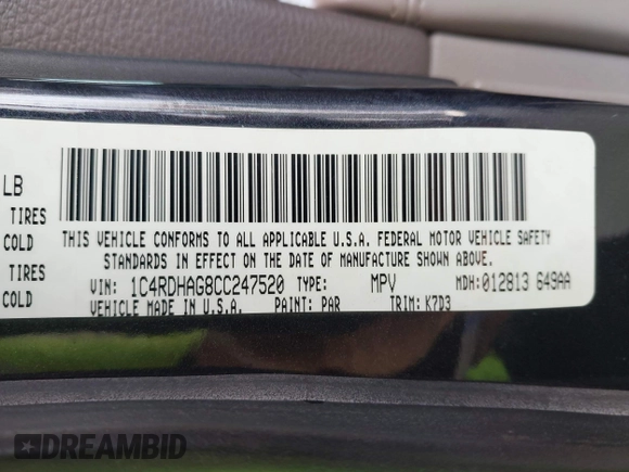 2012 Dodge Durango SXT z VIN 1C4RDHAG8CC247520, wystawiony jako IAAI lot #42516373 z przebiegiem 154 691 mil mil oraz . Historia ofert i sprzedaży dostępna na DreamBid. Obrazek 9.