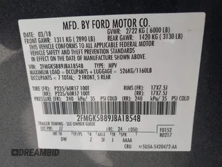 2018 Ford Flex SE z VIN 2FMGK5B89JBA18548, wystawiony jako IAAI lot #42211678 z przebiegiem 87 327 mil mil oraz . Historia ofert i sprzedaży dostępna na DreamBid. Obrazek 9.