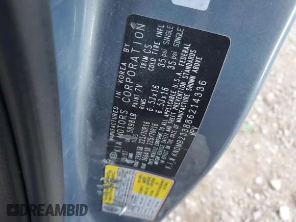 2008 Kia Sedona EX with VIN KNDMB233886214336, listed as a Copart auction lot 81980824 with 166,499 mi miles and Salvage Title. Bid and sale history available at carsss.com. Image 15.