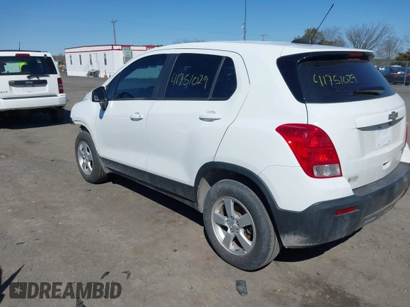 2016 Chevrolet Trax LS with VIN KL7CJNSB9GB759778, listed as a IAAI auction lot 41751029 with 81,638 mi miles. Bid and sale history available at carsss.com. Image 3.