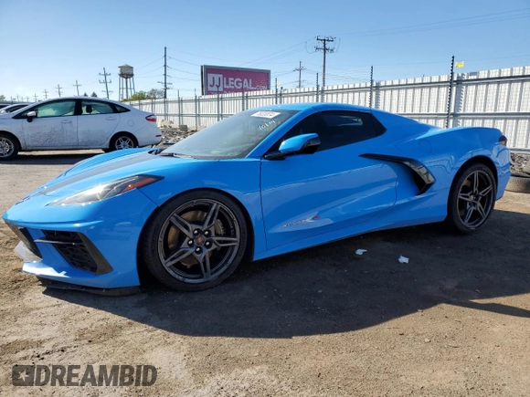 2022 Chevrolet Corvette 3LT with VIN 1G1YC3D48N5122827, listed as a Copart auction lot 75023074 with 22,424 mi miles and Salvage Title. Bid and sale history available at carsss.com. Image 1.