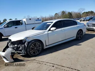 2021 BMW 7 Series 750i xDrive with VIN WBA7U2C03MCE90593, listed as a Copart auction lot 88743235 with 57,817 mi miles and Salvage Title. Bid and sale history available at carsss.com. Image 1.
