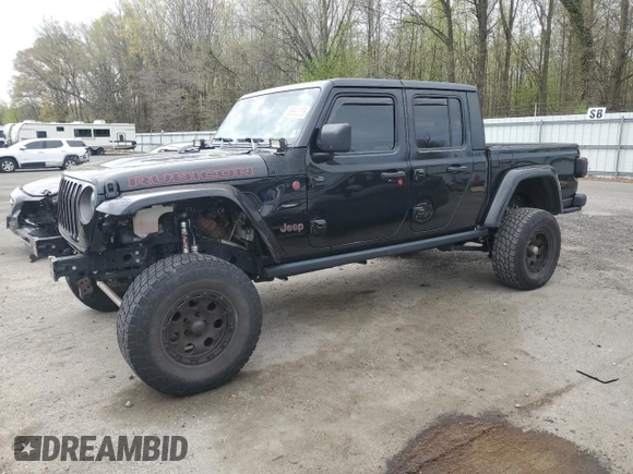 2020 Jeep Gladiator Rubicon z VIN 1C6JJTBG0LL163075, wystawiony jako Copart lot #53682075 z przebiegiem 67 083 mil mil oraz Szkoda całkowita • Salvage title. Historia ofert i sprzedaży dostępna na DreamBid. Obrazek 1.