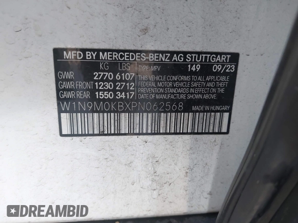 2023 Mercedes-Benz EQB 300 z VIN W1N9M0KBXPN062568, wystawiony jako IAAI lot #41025394 z przebiegiem Nie podano mil oraz . Historia ofert i sprzedaży dostępna na DreamBid. Obrazek 9.
