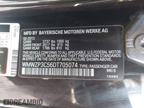 2013 MINI Convertible S z VIN WMWZP3C56DT705074, wystawiony jako IAAI lot #40762024 z przebiegiem 57 685 mil mil oraz . Historia ofert i sprzedaży dostępna na DreamBid. Obrazek 9.