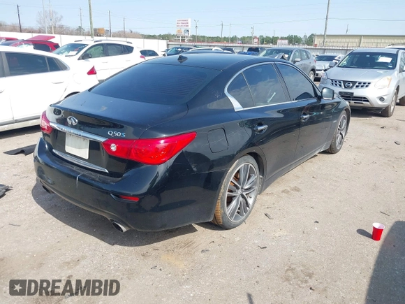 2014 Infiniti Q50 Hybrid Sport with VIN JN1AV7AP7EM691444, listed as a IAAI auction lot 41564726 with 128,834 mi miles and . Bid and sale history available at DreamBid. Image 4.