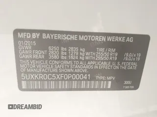 2015 BMW X5 xDrive35i z VIN 5UXKR0C5XF0P00041, wystawiony jako IAAI lot #42291641 z przebiegiem 73 109 mil mil oraz . Historia ofert i sprzedaży dostępna na DreamBid. Obrazek 9.