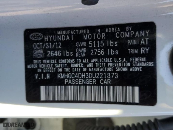 2013 Hyundai Genesis 5.0L R-Spec with VIN KMHGC4DH3DU221373, listed as a Copart auction lot 48505575 with 33,029 mi miles and Salvage Title. Bid and sale history available at carsss.com. Image 13.