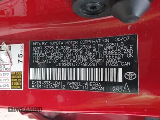 2007 Toyota Prius z VIN JTDKB20U777682281, wystawiony jako IAAI lot #42172685 z przebiegiem 247 055 mil mil oraz . Historia ofert i sprzedaży dostępna na DreamBid. Obrazek 9.