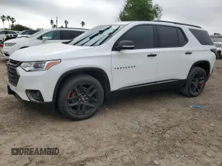 2019 Chevrolet Traverse Premier z VIN 1GNERKKWXKJ221411, wystawiony jako Copart lot #51711115 z przebiegiem Nie podano mil oraz Szkoda całkowita • Salvage title. Historia ofert i sprzedaży dostępna na DreamBid. Obrazek 1.