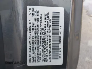 2014 Honda Odyssey EX-L with VIN 5FNRL5H67EB106183, listed as a IAAI auction lot 42210600 with 196,166 mi miles and . Bid and sale history available at DreamBid. Image 9.
