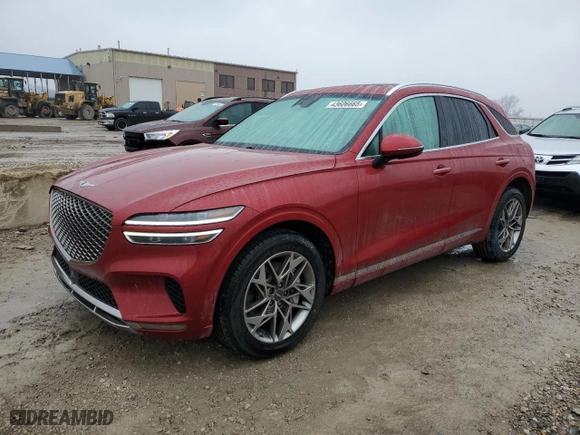 2023 Genesis GV70 2.5T with VIN KMUMADTB4PU108379, listed as a Copart auction lot 43606665 with 49,986 mi miles and Salvage Title. Bid and sale history available at carsss.com. Image 1.