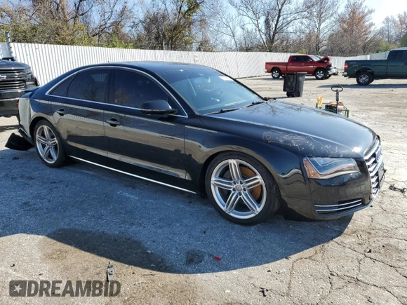 2013 Audi A8 3.0L with VIN WAUAGAFD0DN002546, listed as a Copart auction lot 81145504 with 107,079 mi miles and Salvage title. Bid and sale history available at DreamBid. Image 4.