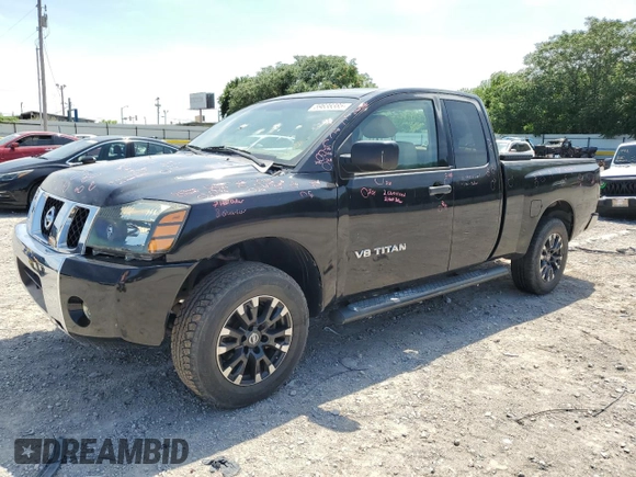 2008 Nissan Titan XE with VIN 1N6BA06A88N301438, listed as a Copart auction lot 59638385 with 122,576 mi miles and Salvage title. Bid and sale history available at DreamBid. Image 1.