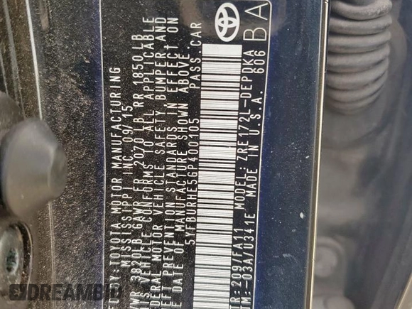 2016 Toyota Corolla L with VIN 5YFBURHE5GP400105, listed as a Copart auction lot 60429705 with 182,922 mi miles and Salvage title. Bid and sale history available at DreamBid. Image 12.