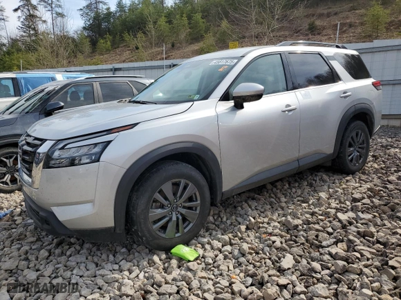2023 Nissan Pathfinder SV with VIN 5N1DR3BC8PC243303, listed as a Copart auction lot 45817675 with 48,288 mi miles and Salvage Title. Bid and sale history available at carsss.com. Image 1.
