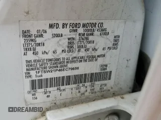 2006 Ford F-250 XL z VIN 1FTSW21P46EC79656, wystawiony jako Copart lot #55522945 z przebiegiem Nie podano mil oraz Szkoda całkowita • Salvage title. Historia ofert i sprzedaży dostępna na DreamBid. Obrazek 12.