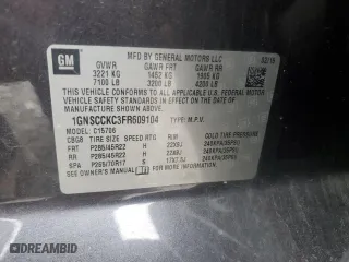 2015 Chevrolet Tahoe LTZ with VIN 1GNSCCKC3FR609104, listed as a Copart auction lot 42338025 with 193,676 mi miles and Salvage Title. Bid and sale history available at carsss.com. Image 15.