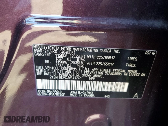 2018 Toyota RAV4 XLE with VIN 2T3RFREVXJW841741, listed as a Copart auction lot 51378385 with 114,842 mi miles and Salvage Title. Bid and sale history available at carsss.com. Image 15.