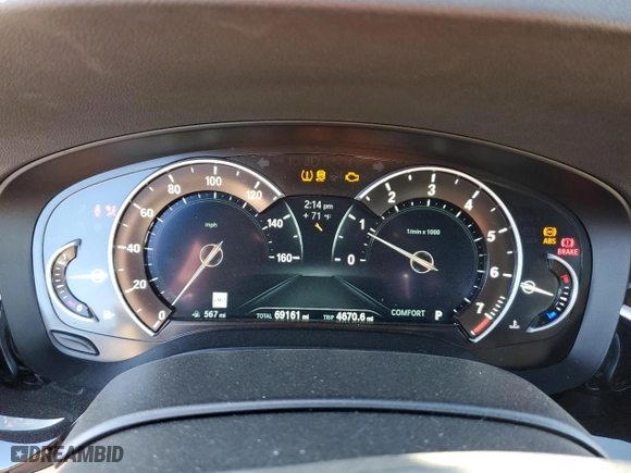 2019 BMW 5 Series 530i xDrive with VIN WBAJA7C58KG911167, listed as a Copart auction lot 46672105 with 69,161 mi miles and Salvage Title. Bid and sale history available at carsss.com. Image 9.