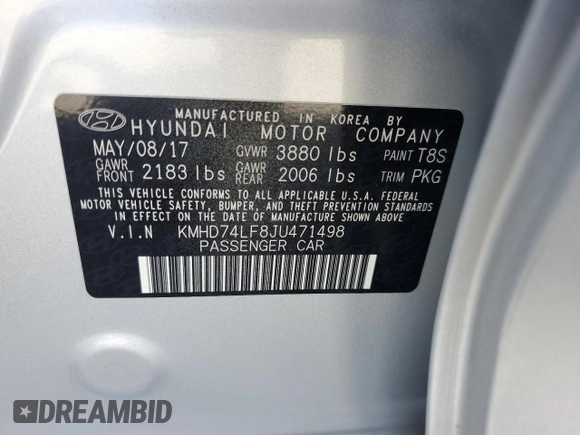 2018 Hyundai Elantra SE z VIN KMHD74LF8JU471498, wystawiony jako Copart lot #54801025 z przebiegiem 76 147 mil mil oraz Tytuł czysty. Historia ofert i sprzedaży dostępna na DreamBid. Obrazek 12.