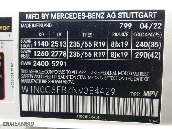 2022 Mercedes-Benz GLC with VIN W1N0G8EB7NV384429, listed as a IAAI auction lot 41688287 with 38,439 mi miles. Bid and sale history available at carsss.com. Image 9.