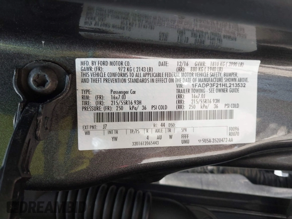 2017 Ford Focus SE with VIN 1FADP3F21HL213532, listed as a IAAI auction lot 42680885 with 77,930 mi miles and . Bid and sale history available at DreamBid. Image 9.