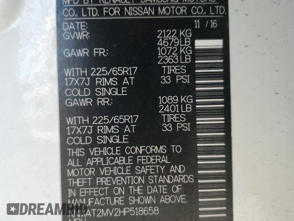 2017 Nissan Rogue S с VIN KNMAT2MV2HP518658, выставлен на аукционе Copart как лот 48403865 с пробегом 89 877 миль миль и Списание • Salvage title. История ставок и продаж доступна на DreamBid. Изображение 12.