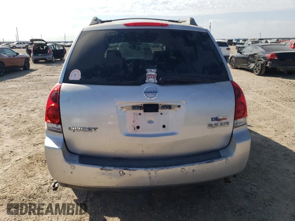 2005 Nissan Quest SL with VIN 5N1BV28U15N125429, listed as a Copart auction lot 75954324 with 0 mi miles and Clean Title. Bid and sale history available at carsss.com. Image 6.