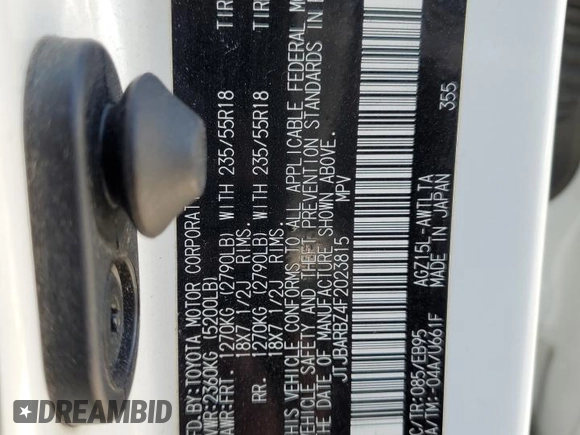 2015 Lexus NX 200t with VIN JTJBARBZ4F2023815, listed as a Copart auction lot 58347745 with 129,527 mi miles and Salvage title. Bid and sale history available at DreamBid. Image 12.