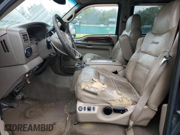 2001 Ford Excursion Limited z VIN 1FMSU43F31EC18728, wystawiony jako Copart lot #58974105 z przebiegiem 266 747 mil mil oraz Szkoda całkowita • Salvage title. Historia ofert i sprzedaży dostępna na DreamBid. Obrazek 7.
