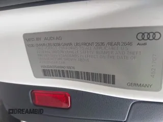 2021 Audi A5 Sportback S line Premium with VIN WAUDACF54MA016976, listed as a IAAI auction lot 41534802 with 16,606 mi miles. Bid and sale history available at carsss.com. Image 9.