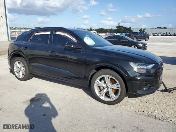2023 Audi Q8 Premium with VIN WA1AVBF1XPD020187, listed as a Copart auction lot 75623334 with 8308 miles and Salvage Title. Bid and sale history available at carsss.com. Image 4.