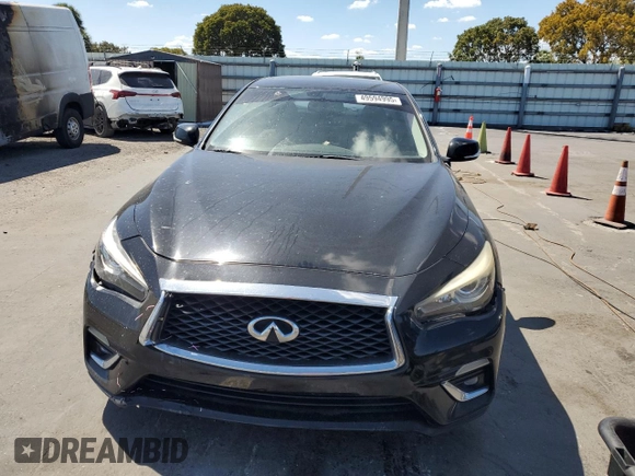 2018 Infiniti Q50 Luxe with VIN JN1EV7AP7JM350153, listed as a Copart auction lot 49594995 with 114,375 mi miles and Salvage title. Bid and sale history available at DreamBid. Image 5.