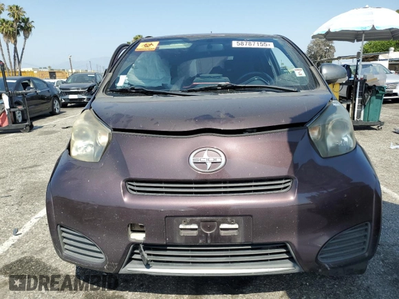 2013 Scion iQ with VIN JTNJJXB05DJ022305, listed as a Copart auction lot 58787155 with 136,046 mi miles and Salvage title. Bid and sale history available at DreamBid. Image 5.