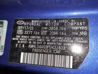2023 Hyundai Elantra SEL with VIN KMHLS4AG9PU432403, listed as a IAAI auction lot 41906543 with 35,490 mi miles and . Bid and sale history available at DreamBid. Image 9.