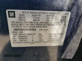 2015 GMC Terrain SLE with VIN 2GKFLWEK9F6257659, listed as a Copart auction lot 53380445 with 175,926 mi miles and Salvage title. Bid and sale history available at DreamBid. Image 14.