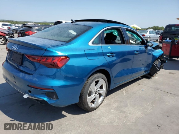 2022 Audi A3 Premium with VIN WAUAUDGY8NA103550, listed as a Copart auction lot 63208433 with 0 mi miles. Bid and sale history available at carsss.com. Image 3.