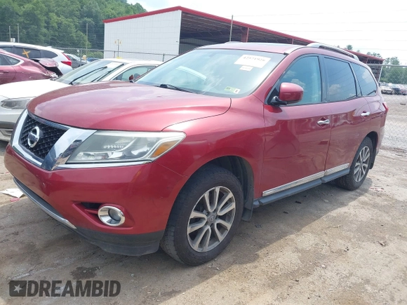 2013 Nissan Pathfinder SL with VIN 5N1AR2MM1DC687444, listed as a IAAI auction lot 42571928 with 155,993 mi miles and . Bid and sale history available at DreamBid. Image 2.