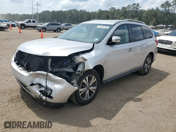 2019 Nissan Pathfinder SV with VIN 5N1DR2MN0KC612527, listed as a Copart auction lot 57210715 with 114,591 mi miles and Salvage title. Bid and sale history available at DreamBid. Image 1.