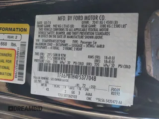 2015 Ford Mustang EcoBoost z VIN 1FA6P8TH4F5377048, wystawiony jako IAAI lot #42234256 z przebiegiem 160 455 mil mil oraz . Historia ofert i sprzedaży dostępna na DreamBid. Obrazek 9.