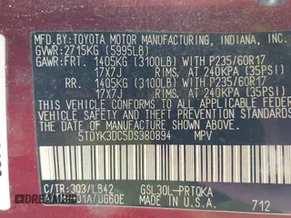2013 Toyota Sienna XLE AAS z VIN 5TDYK3DC5DS380894, wystawiony jako IAAI lot #42271097 z przebiegiem 145 494 mil mil oraz . Historia ofert i sprzedaży dostępna na DreamBid. Obrazek 9.