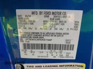 2014 Ford F-150 XL with VIN 1FTEW1CM7EKE11447, listed as a IAAI auction lot 40263342 with 136,589 mi miles. Bid and sale history available at carsss.com. Image 9.