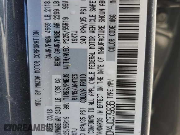 2018 Mazda CX-5 Grand Touring with VIN JM3KFBDM4J0379836, listed as a Copart auction lot 50324545 with 135,532 mi miles and Salvage Title. Bid and sale history available at carsss.com. Image 15.
