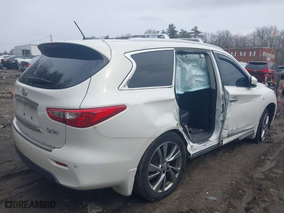 2014 Infiniti QX60 with VIN 5N1AL0MM4EC552630, listed as a IAAI auction lot 41658004 with 154,688 mi miles. Bid and sale history available at carsss.com. Image 4.