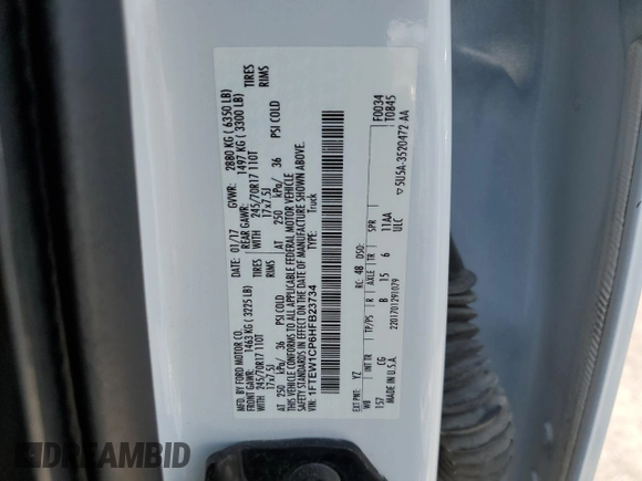 2017 Ford F-150 XL с VIN 1FTEW1CP6HFB23734, выставлен на аукционе Copart как лот 58400565 с пробегом 199 365 миль миль и Чистый • Clean title. История ставок и продаж доступна на DreamBid. Изображение 12.