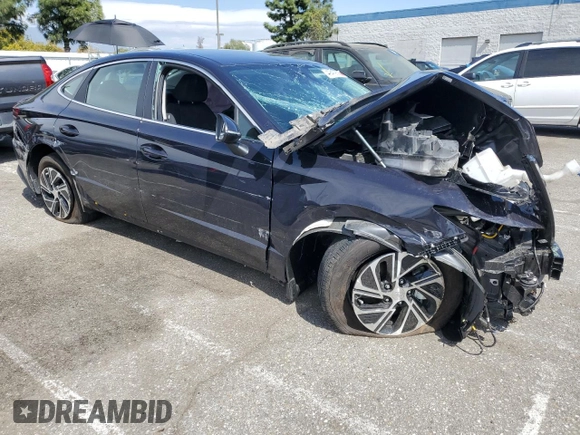 2023 Hyundai Sonata Hybrid Blue with VIN KMHL24JJ5PA055890, listed as a Copart auction lot 49479145 with 0 mi miles and Salvage Title. Bid and sale history available at carsss.com. Image 4.