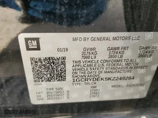 2019 Chevrolet Silverado 1500 LT with VIN 1GCRYDEK5KZ249264, listed as a Copart auction lot 48949605 with 117,894 mi miles and Salvage Title. Bid and sale history available at carsss.com. Image 12.