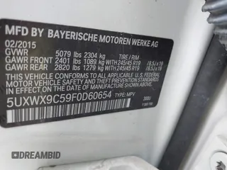 2015 BMW X3 xDrive28i z VIN 5UXWX9C59F0D60654, wystawiony jako IAAI lot #41301266 z przebiegiem 55 904 mil mil oraz . Historia ofert i sprzedaży dostępna na DreamBid. Obrazek 9.