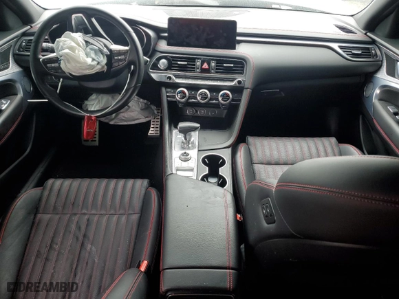 2023 Genesis G70 2.0T with VIN KMTG34TA6PU126241, listed as a Copart auction lot 43916375 with 0 mi miles and Salvage Title. Bid and sale history available at carsss.com. Image 8.